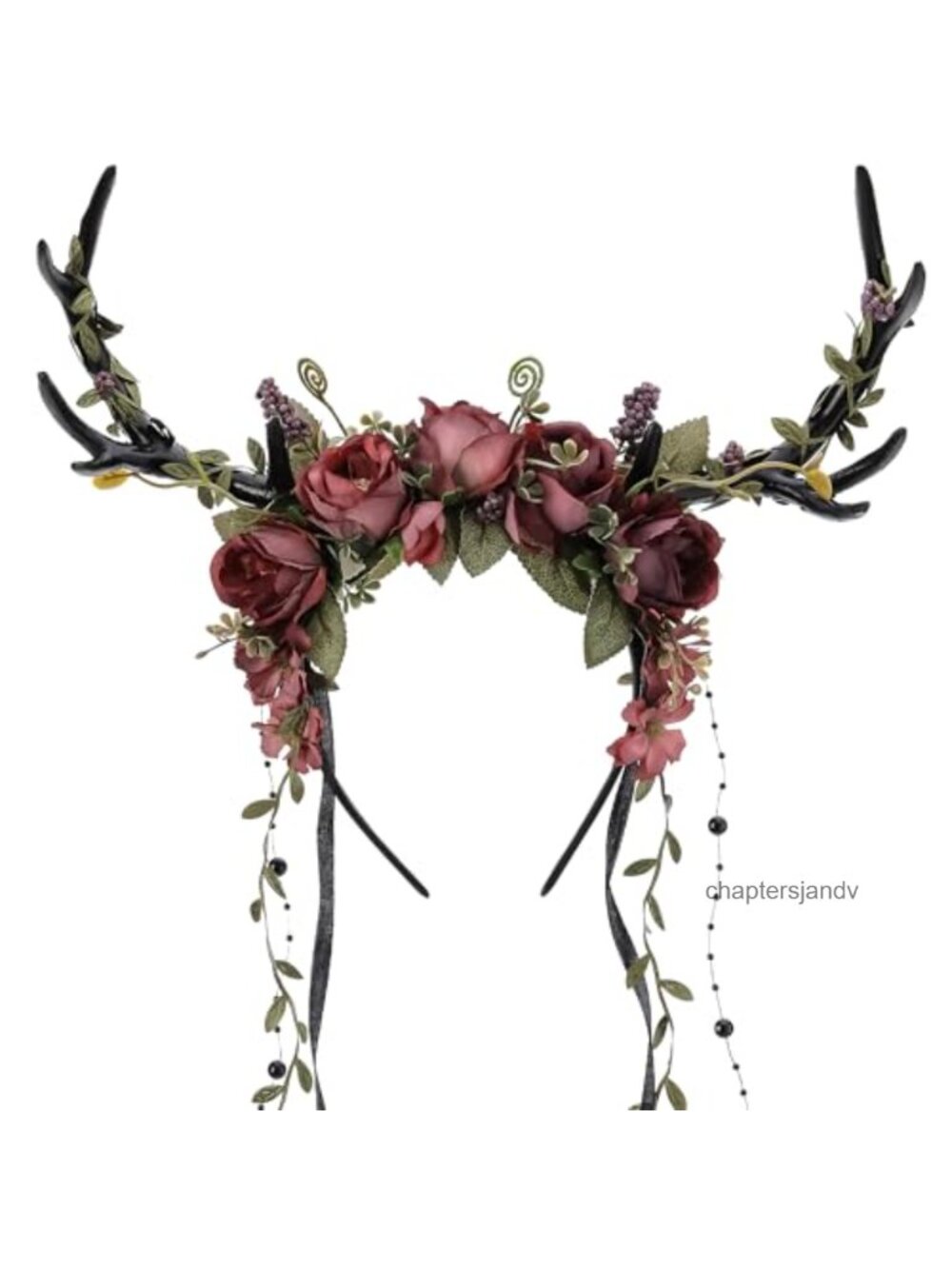 Floral Antler Headband Woodland Deer Horns Hairband Renaissance Cosplay